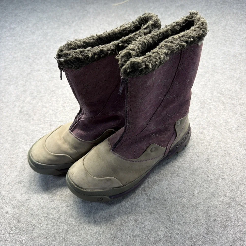 Merrell Snow Boots Women's 7 Purple Plum SilverSun Waterprooof Suede